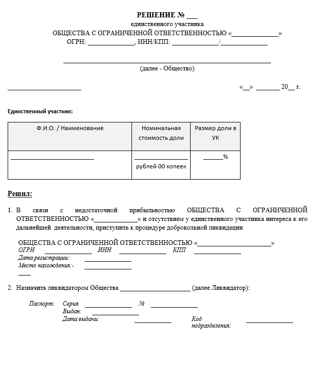 Образец протокол о ликвидации ооо и назначении ликвидатора ооо образец